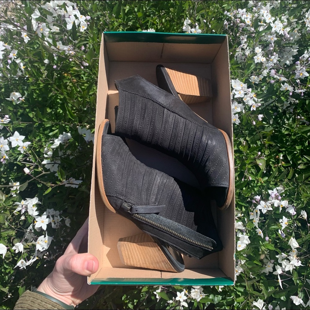 Black Suede/Leather Paul Green Zipper Heels